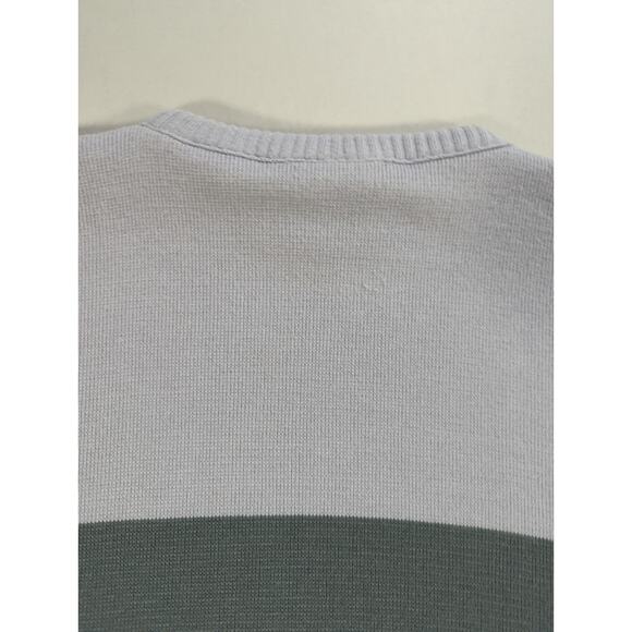 VTG Canda Made in UK Gray Stripe Knit Sweater Crewneck 100% Acrylic Men's 38 - Picture 12 of 12